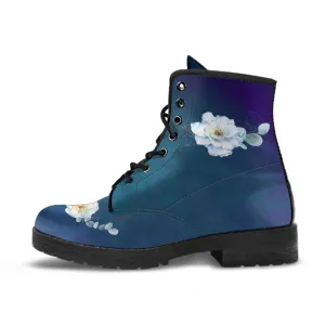 Combat Boots - Beautiful Flowers #103 | Vegan Leather Handmade Lace Up Boots, Custom Shoes Boho, Vintage Style, Gift Idea, Aesthetic Shoes