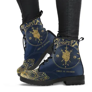 Combat Boots - Three of Swords | Tarot Art, Vegan Leather Boots Women, Women's Boots, Custom Shoes, Boho Shoes