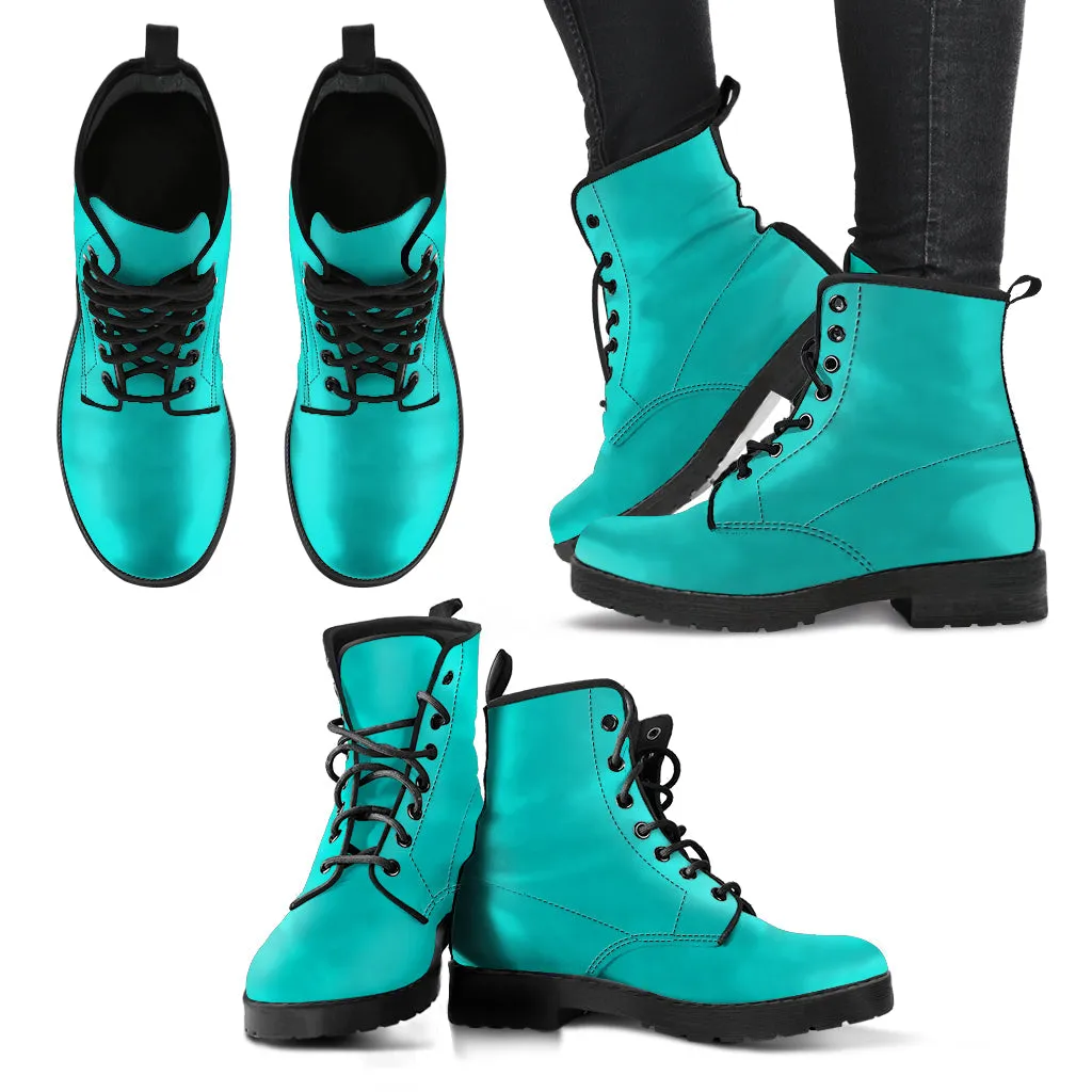 Combat Boots - Turquoise | Boho Shoes, Handmade Lace Up Boots, Vegan Leather Lace Up Boots Women, Aesthetic Shoes, Sorority Shoes