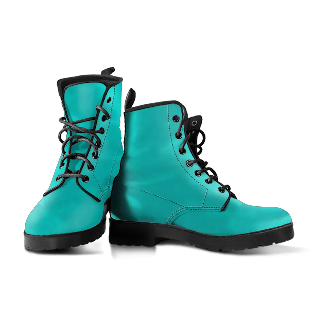 Combat Boots - Turquoise | Boho Shoes, Handmade Lace Up Boots, Vegan Leather Lace Up Boots Women, Aesthetic Shoes, Sorority Shoes