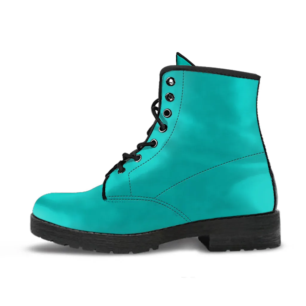 Combat Boots - Turquoise | Boho Shoes, Handmade Lace Up Boots, Vegan Leather Lace Up Boots Women, Aesthetic Shoes, Sorority Shoes