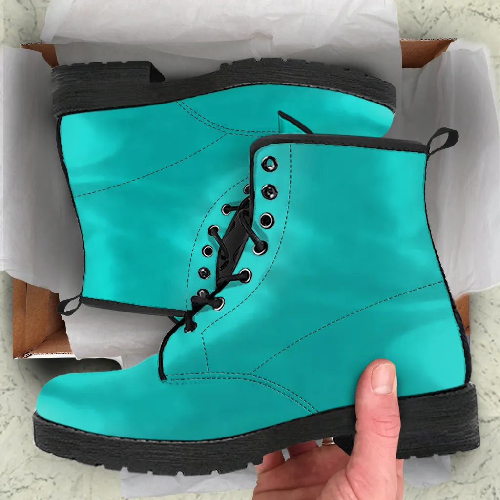 Combat Boots - Turquoise | Boho Shoes, Handmade Lace Up Boots, Vegan Leather Lace Up Boots Women, Aesthetic Shoes, Sorority Shoes