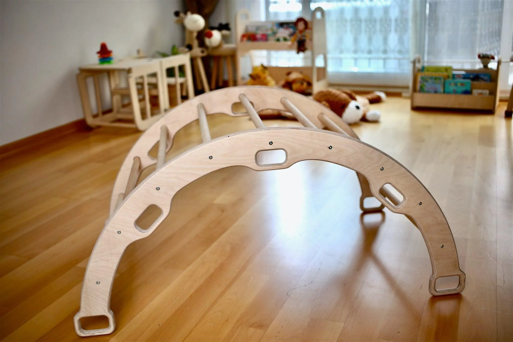 Large Montessori Climbing Arch/Rocker With Pillow Set