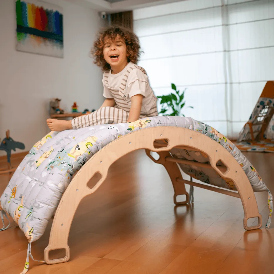 Large Montessori Climbing Arch/Rocker With Pillow Set