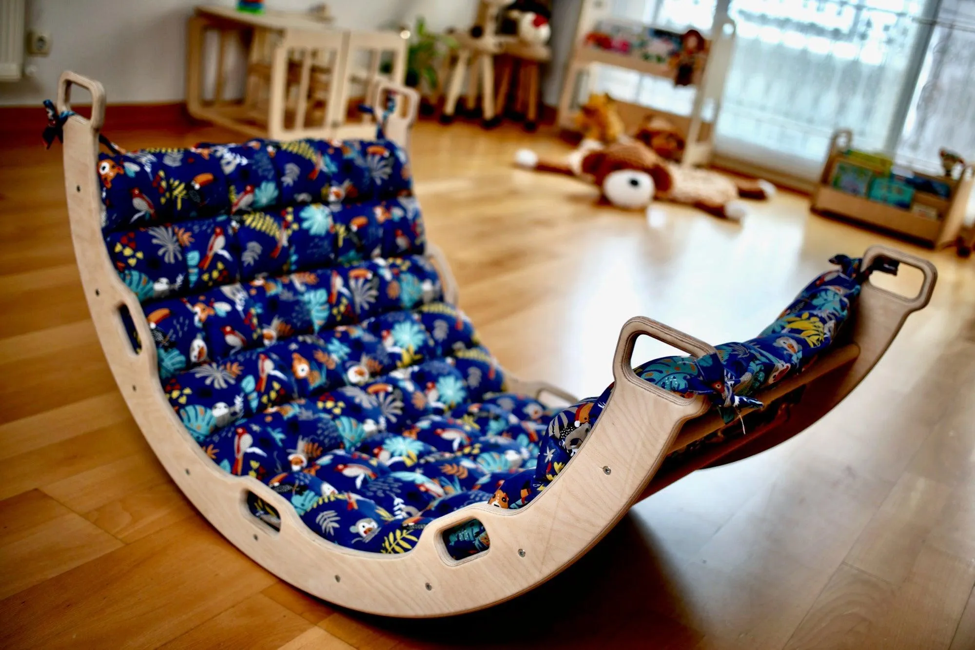 Large Montessori Climbing Arch/Rocker With Pillow Set