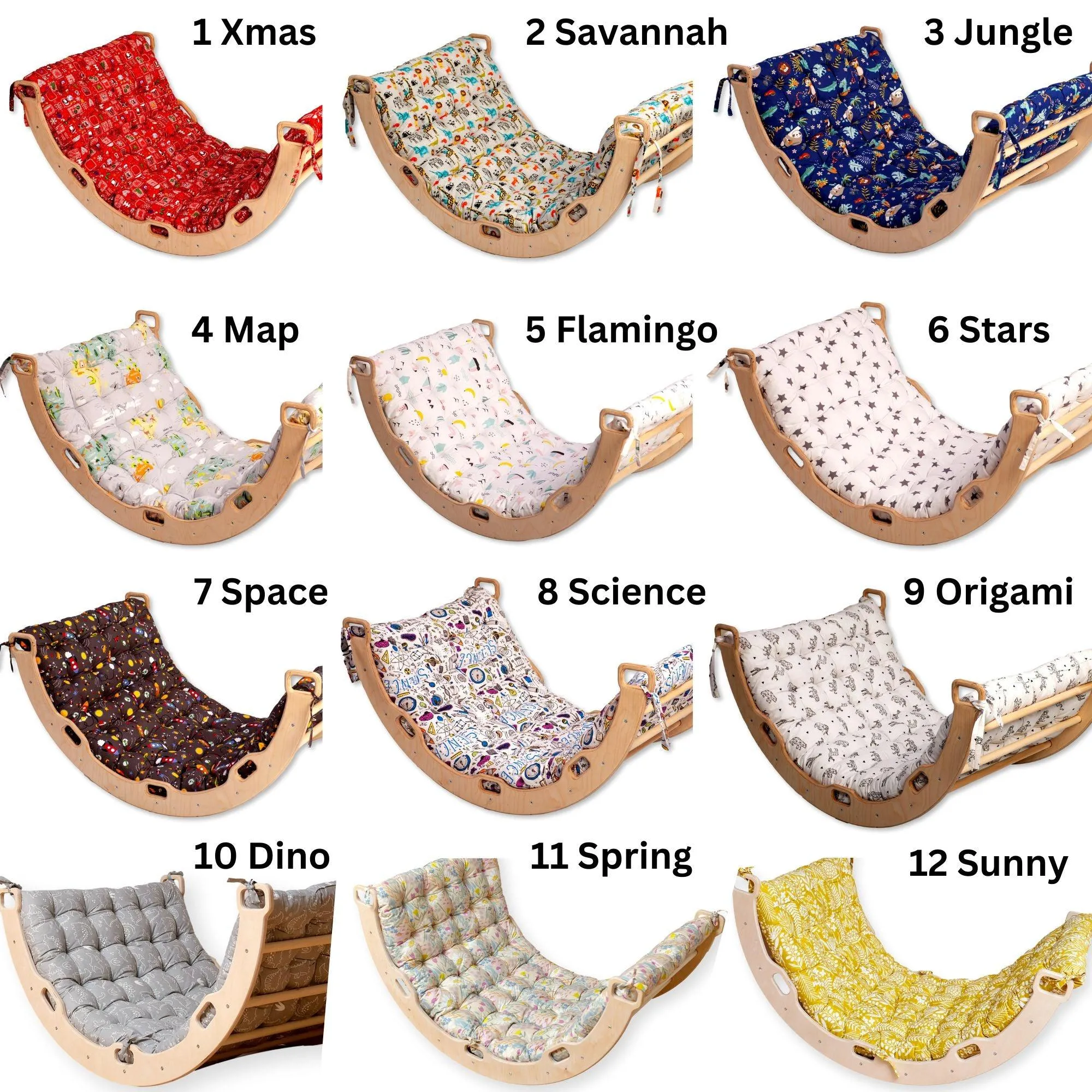 Large Montessori Climbing Arch/Rocker With Pillow Set