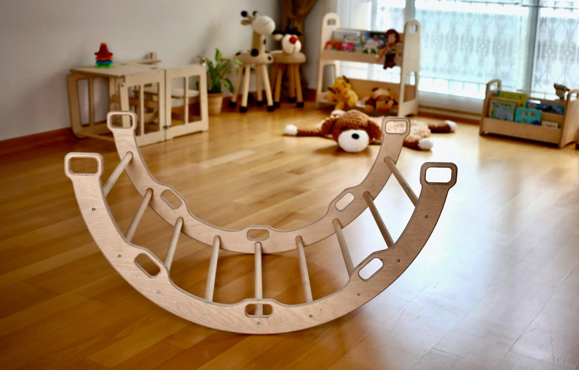 Large Montessori Climbing Arch/Rocker With Pillow Set