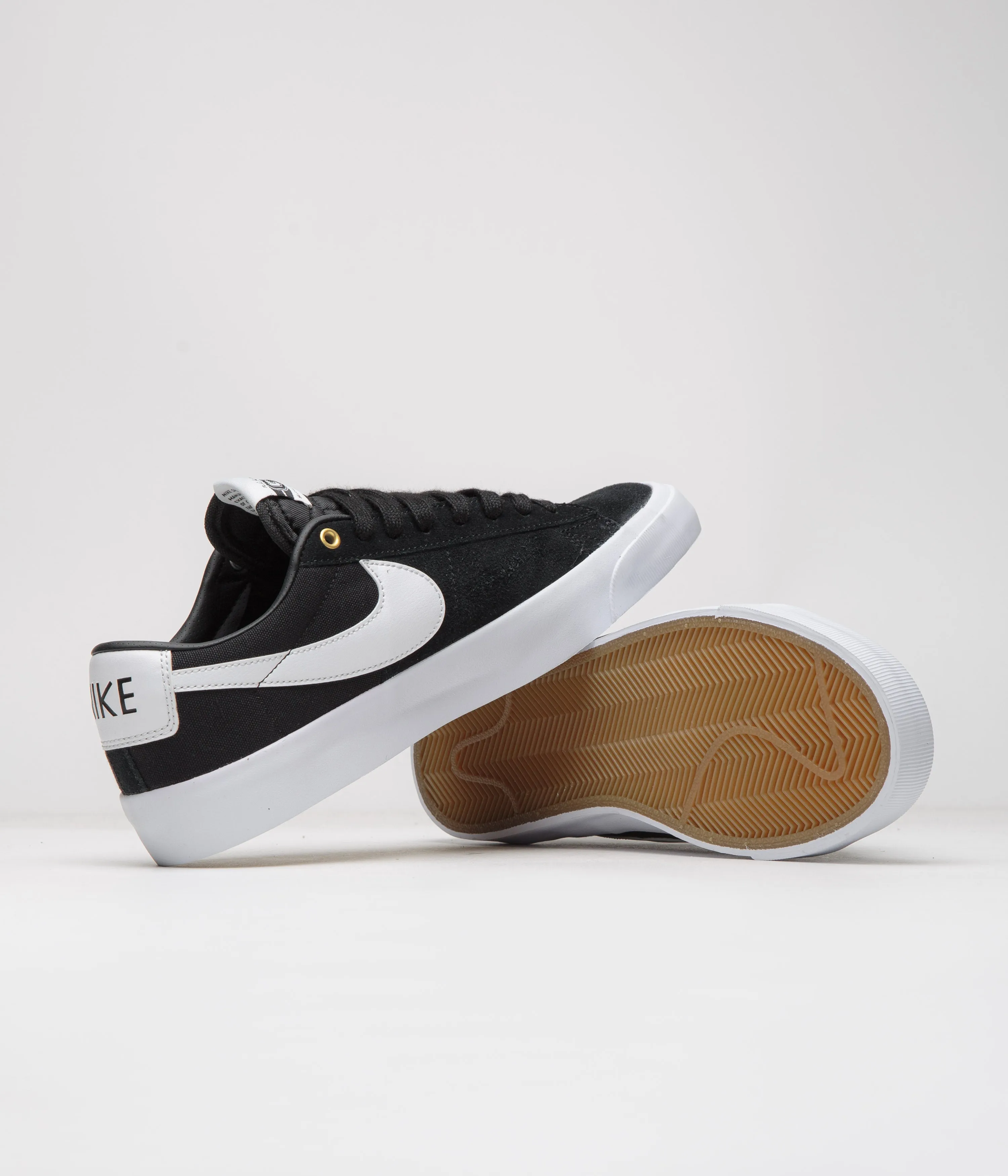 Nike SB Blazer Low Pro GT Shoes - Black / White - Black - Gum Light Brown