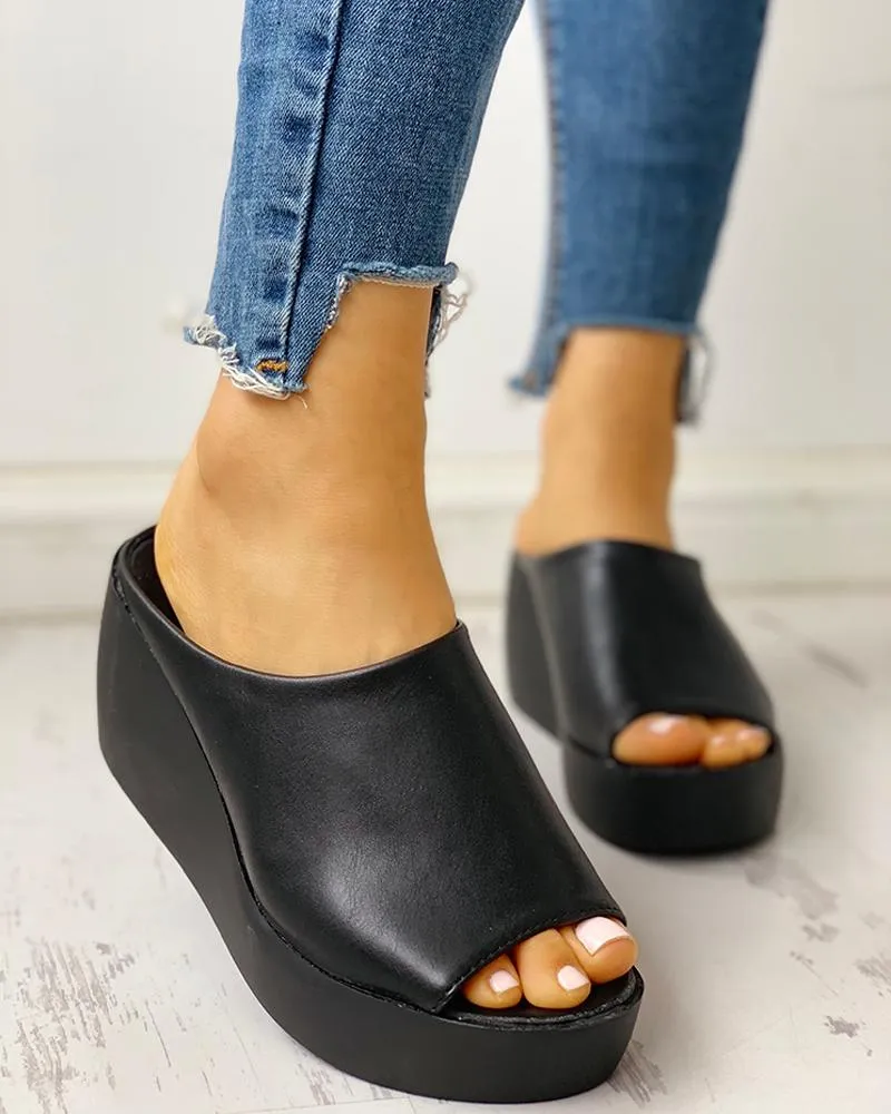 Peep Toe Muffin Wedge Sandals