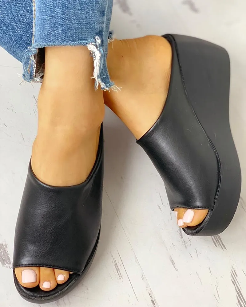 Peep Toe Muffin Wedge Sandals