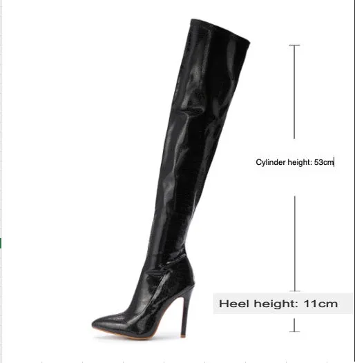 Pointed Thin Heel Sexy Skinny Knee Boots