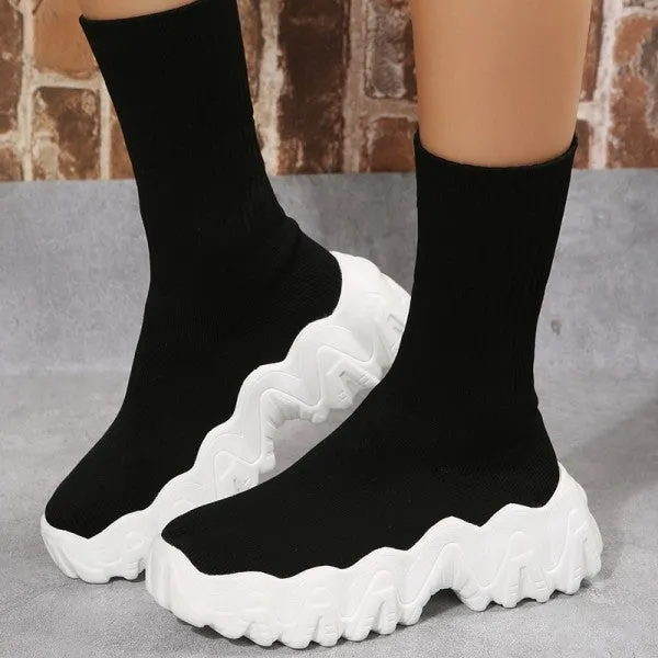 Purpdrank - Black Casual Patchwork Round Keep Warm Comfortable Shoes