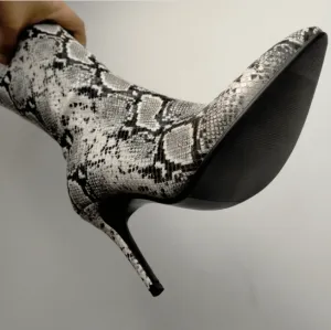 Sexy Snakeksin Point Toe Zipper Knee High Boots