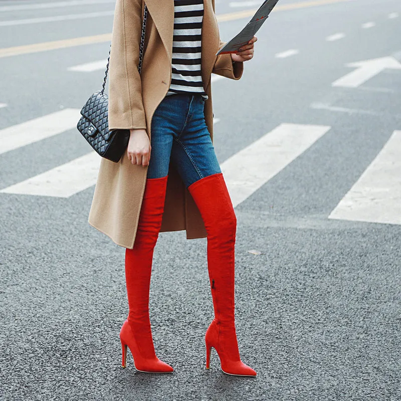 Spring And Autumn Over Knee Thin Heel High Heel Elastic Boots
