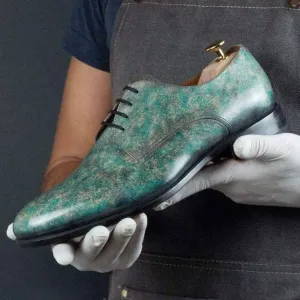 Turquoise Stone Derby Patina Shoes Limited Edition