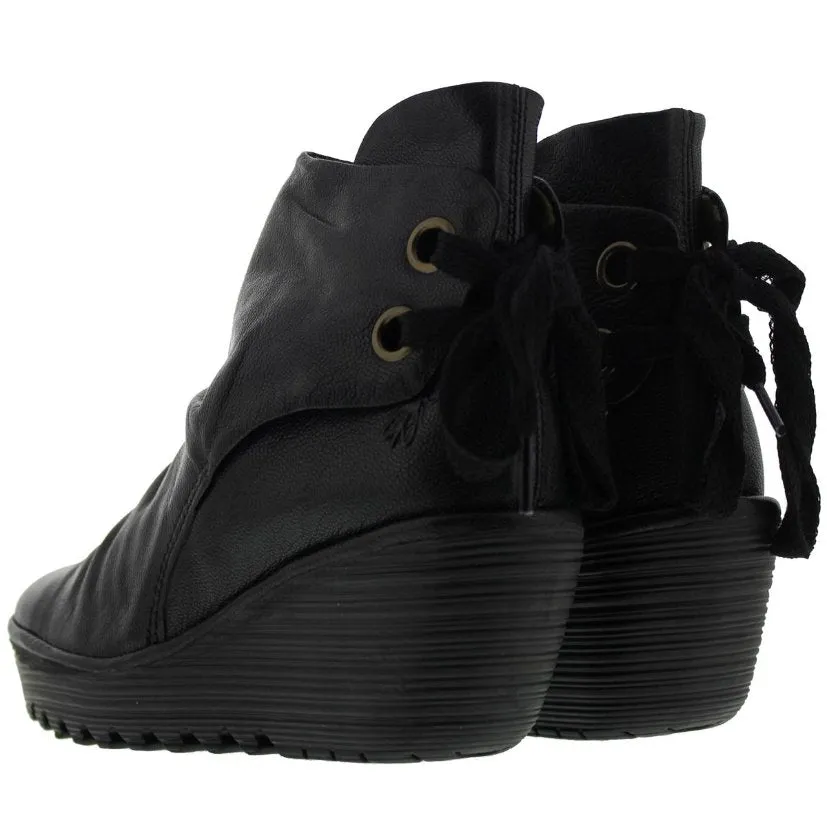 Yama Leather Women's Wedge Heel Ankle Boots