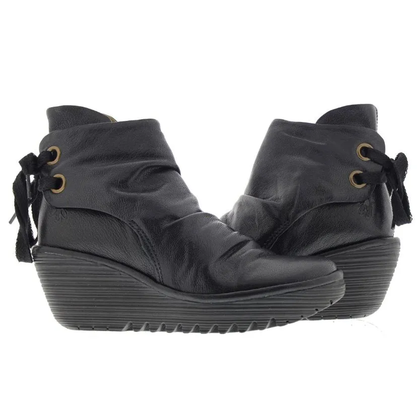 Yama Leather Women's Wedge Heel Ankle Boots