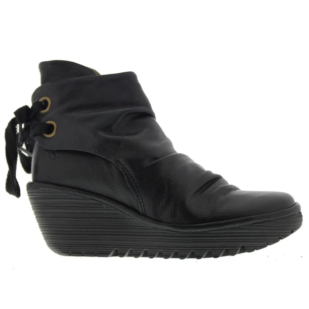 Yama Leather Women's Wedge Heel Ankle Boots