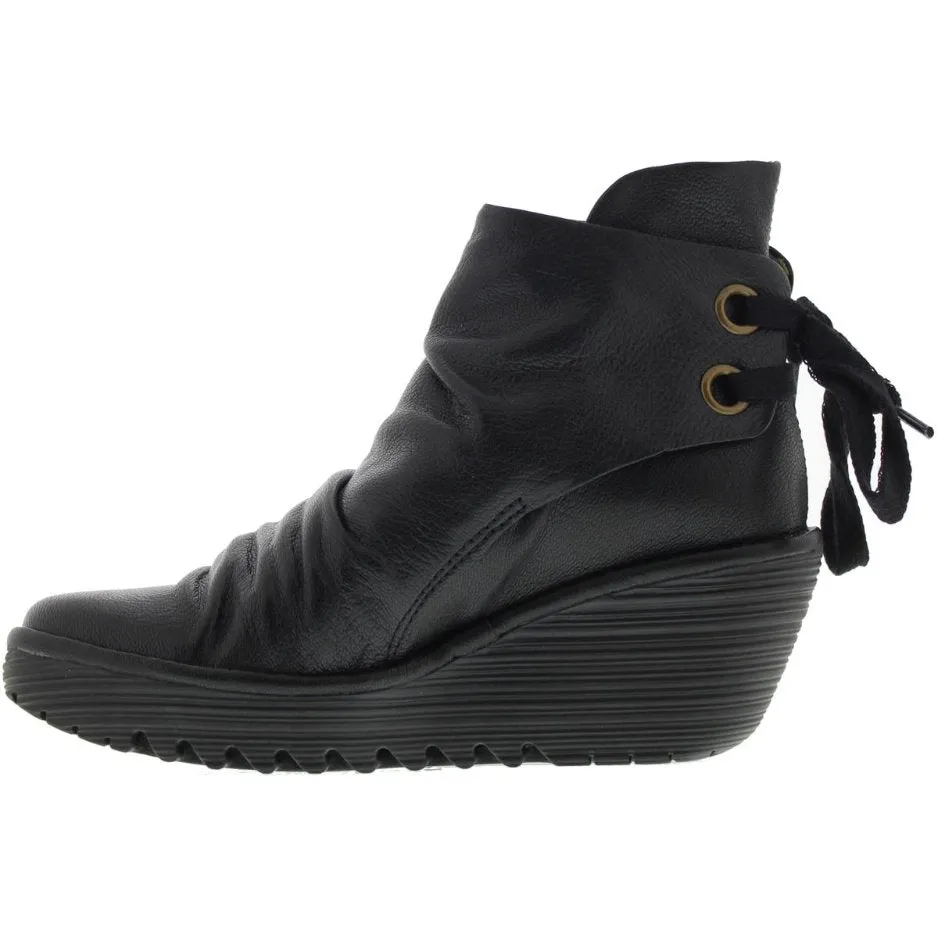 Yama Leather Women's Wedge Heel Ankle Boots